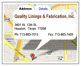 Click here for an interactive map & directions to Quality Linings & Fabrication.